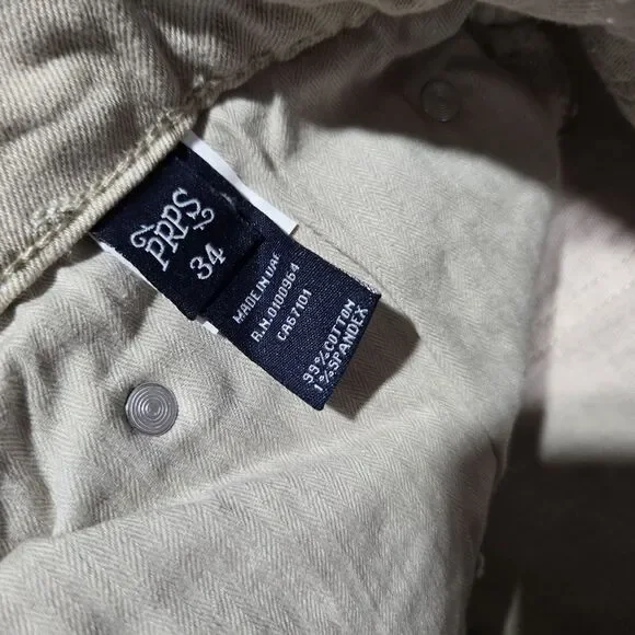 PRPS Jeans Le Sabre Slim Straight Fit Mens Size 34x33 Japanese Denim Beige - Picture 4 of 11
